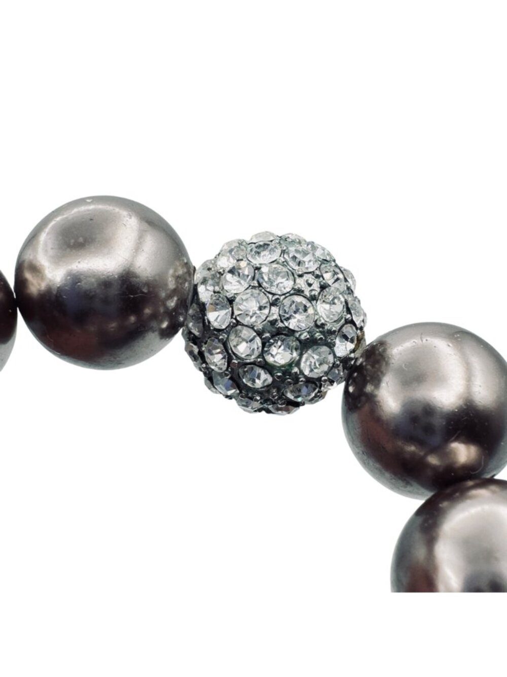 Vintage Chunky Glass Pearl Choker with Disco Ball and Earrings Smoky Luxury 16" - Picture 3 of 7